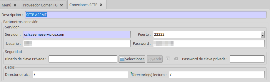 Configuración SFTP