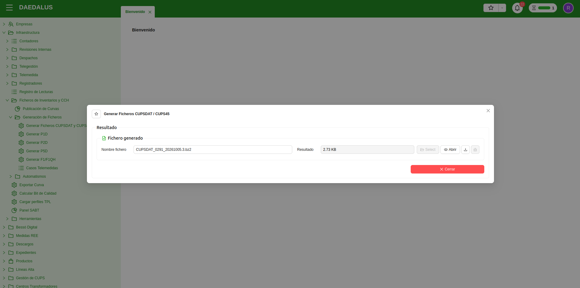 Descargar fichero de inventario generado